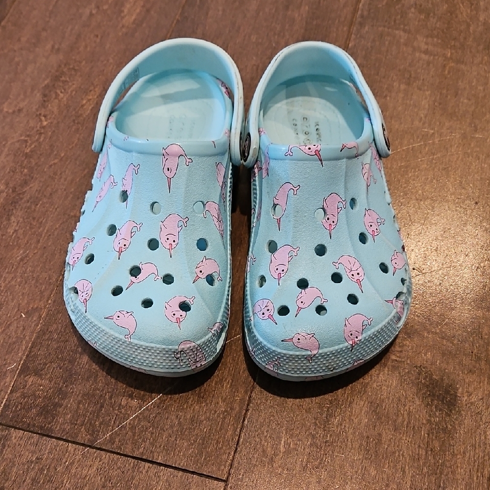 CROCS Kids Light Blue Narwhal Clogs